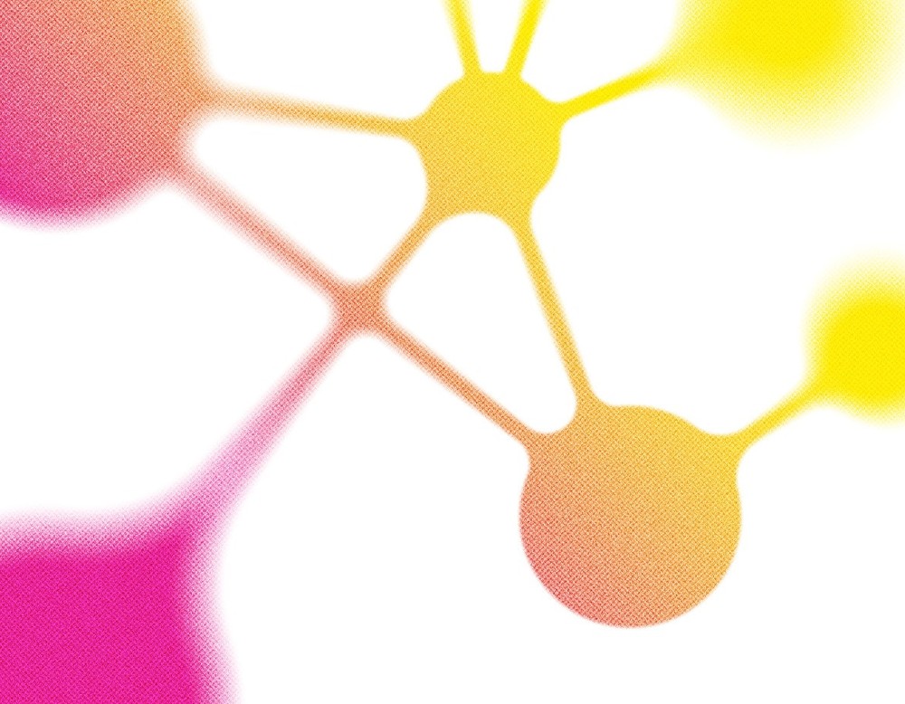 Grafisches Element in rot-gelb